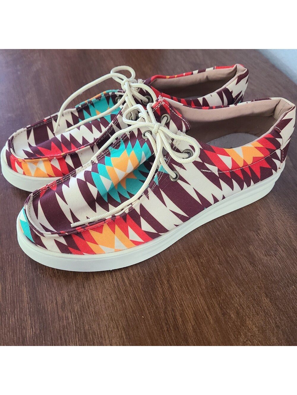 Aztec Boho Shoes Mosaic Multicolor Southwest Blanket Size 6